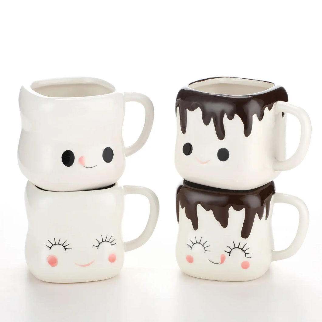 Marshmallow Emoji Hot Cocoa Mugs (Set of 4 Full Size Mugs)